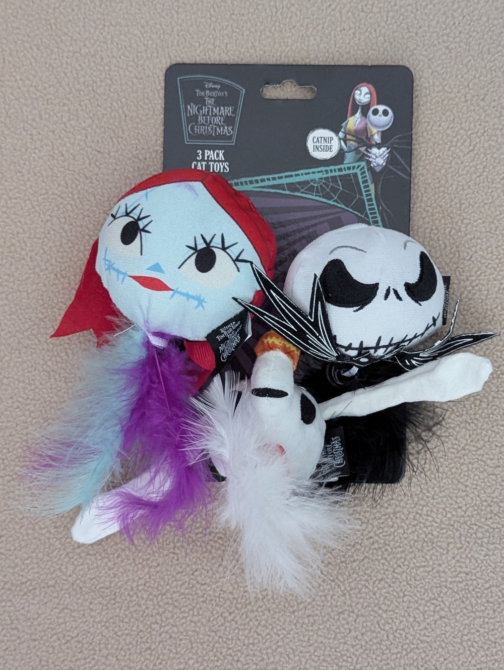 Brand New The Nightmare Before Christmas Cat Toy 3-Pack Sally & Jack & Zero